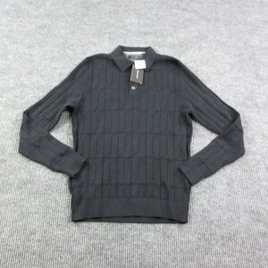 Porter & Ash Sweater Mens M Black Collared Pullover Cotton Blend Tailored NWT